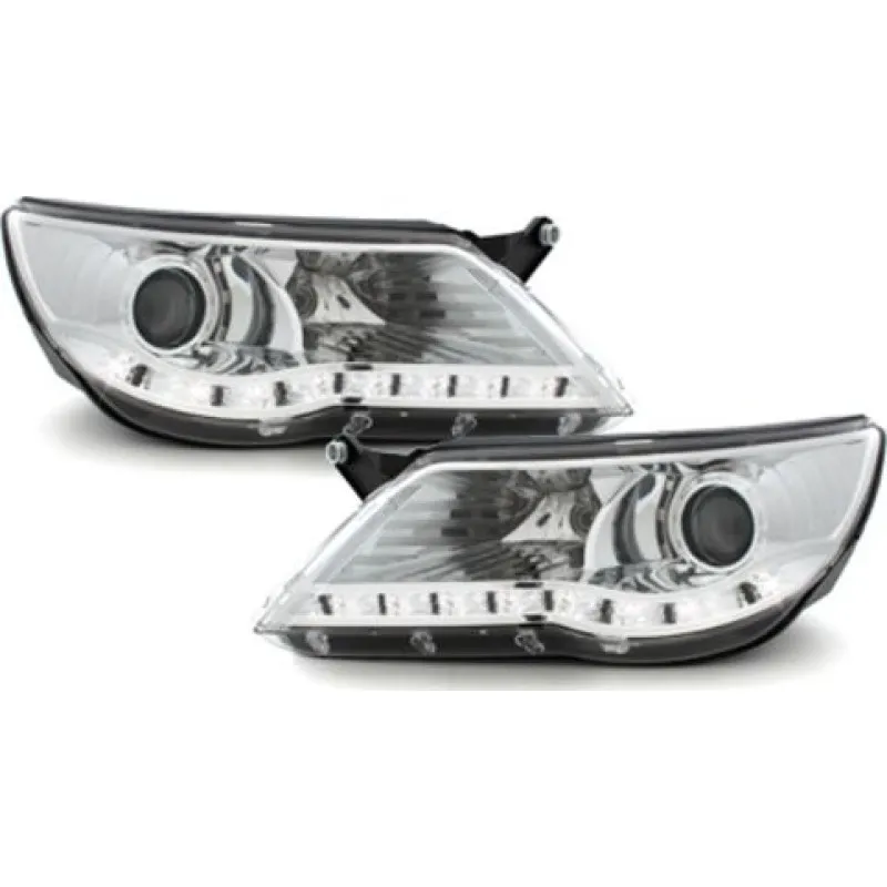 Φανάρια εμπρός Vw Tiguan (2007-2011) led , με λάμπες (Η1) - σετ 2τμχ.