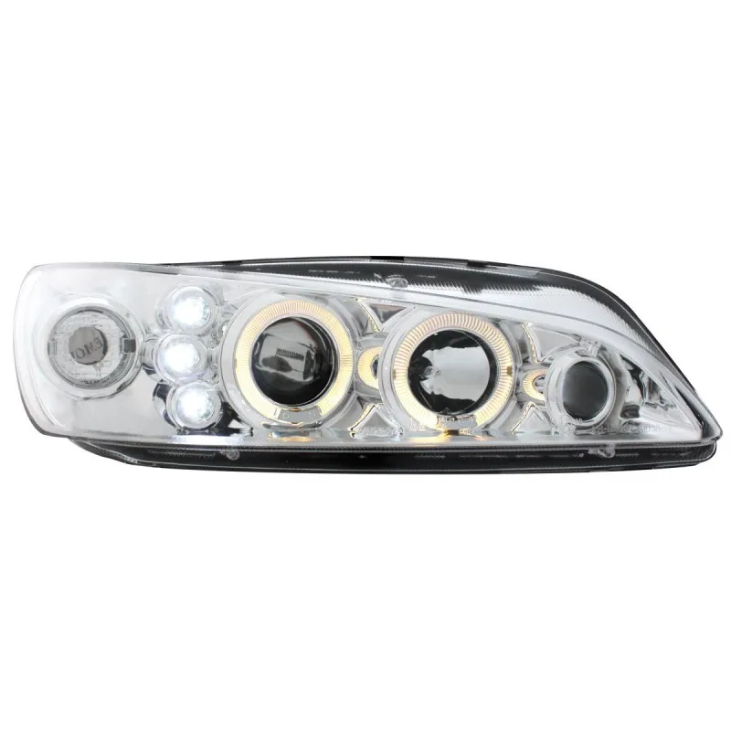 Φανάρια εμπρός Peugeot 306 (1997-2000) angel eyes, με λάμπες (Η1) - σετ 2τμχ.