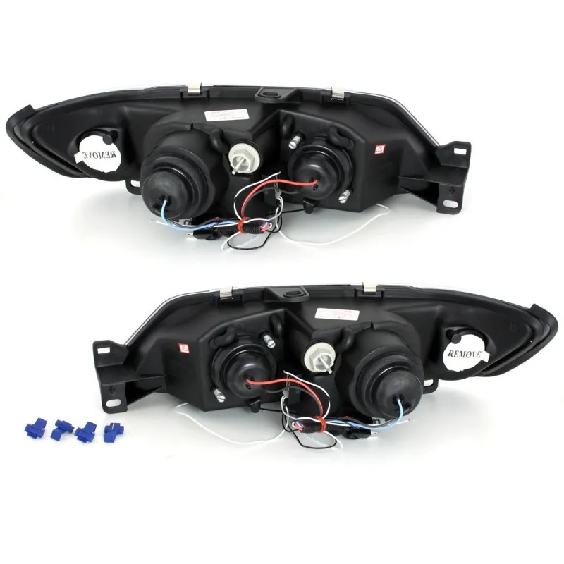 Φανάρια εμπρός Peugeot 306 (1993-1997) angel eyes, με λάμπες (Η1) - σετ 2τμχ.