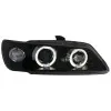 Φανάρια εμπρός Peugeot 306 (1993-1997) angel eyes, μαύρα , με λάμπες (Η1) - σετ 2τμχ.