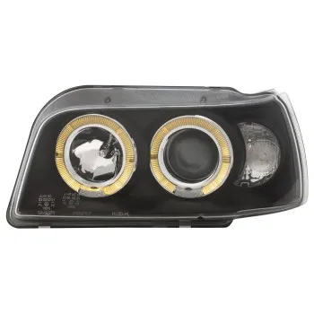 Φανάρια εμπρός Renault Clio I (1990-1996) angel eyes - μαύρα , με λάμπες (Η1) - σετ 2τμχ.
