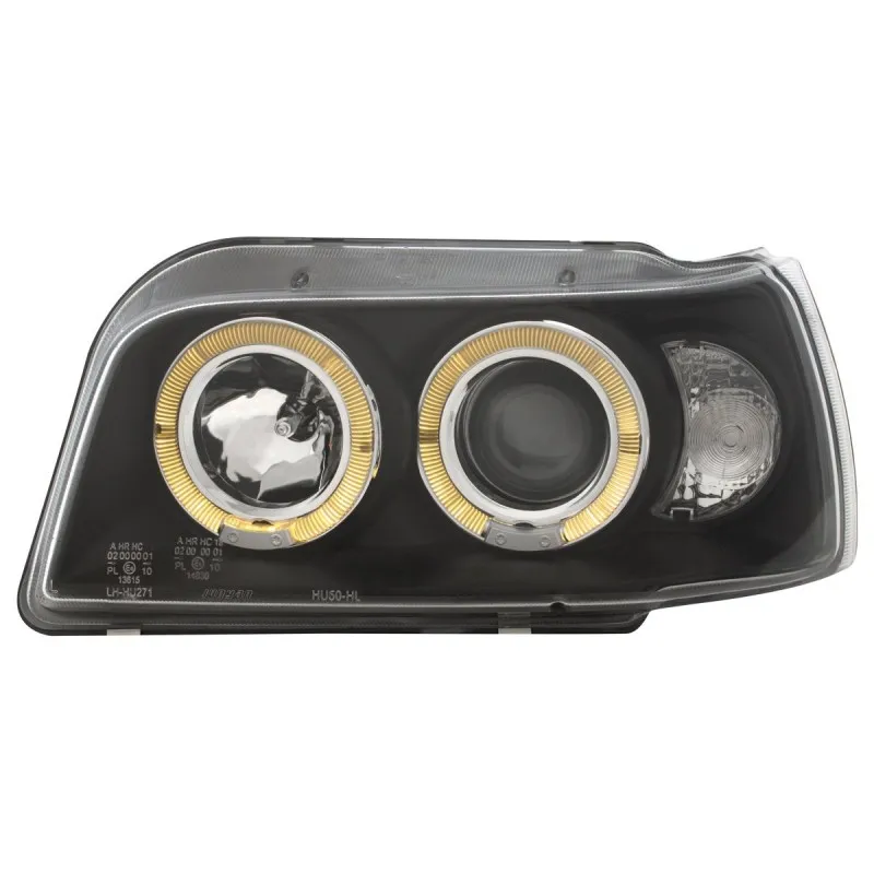 Φανάρια εμπρός Renault Clio I (1990-1996) angel eyes - μαύρα , με λάμπες (Η1) - σετ 2τμχ.
