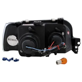Φανάρια εμπρός Renault Clio I (1990-1996) angel eyes - μαύρα , με λάμπες (Η1) - σετ 2τμχ.