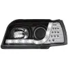 Φανάρια εμπρός Renault Clio (1996-1998) led - μαύρα , με λάμπες (Η1) - σετ 2τμχ.