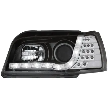Φανάρια εμπρός Renault Clio (1996-1998) led - μαύρα , με λάμπες (Η1) - σετ 2τμχ.