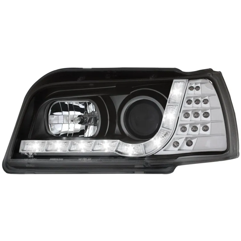 Φανάρια εμπρός Renault Clio (1996-1998) led - μαύρα , με λάμπες (Η1) - σετ 2τμχ.