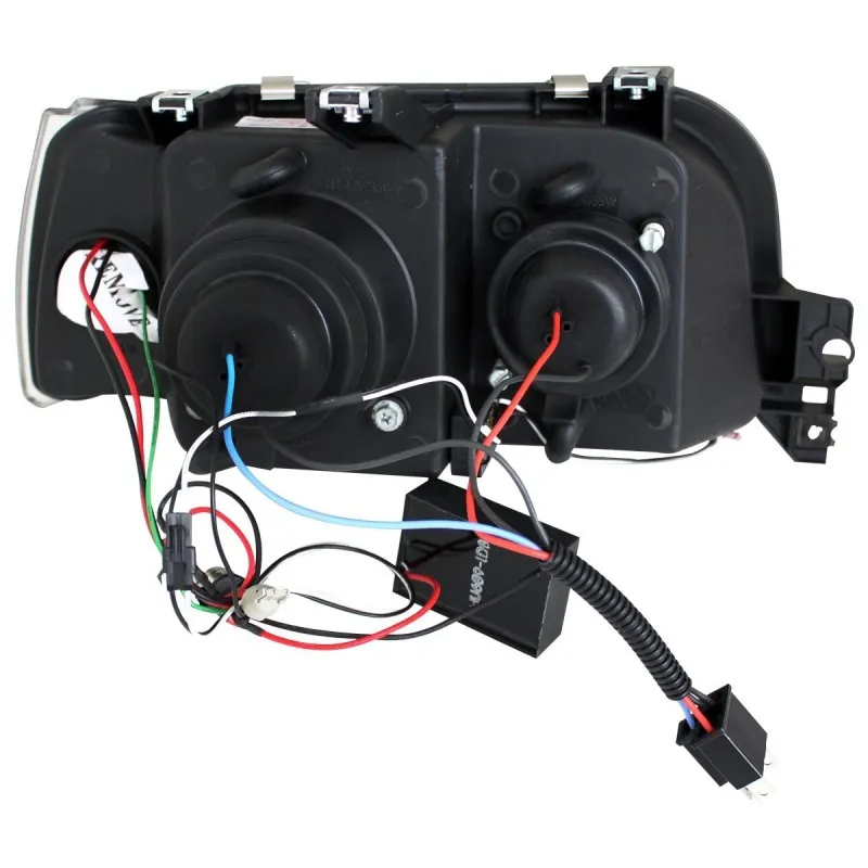 Φανάρια εμπρός Renault Clio (1996-1998) led - μαύρα , με λάμπες (Η1) - σετ 2τμχ.