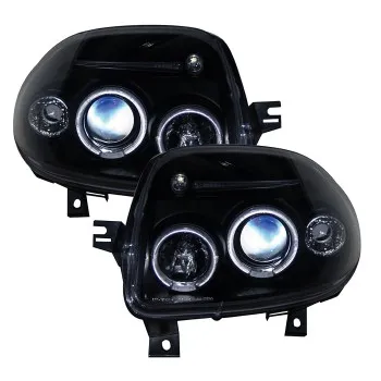 Φανάρια εμπρός Renault Clio I (1996-1998) angel eyes - μαύρα , με λάμπες (Η1) - σετ 2τμχ.