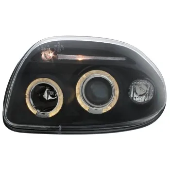 Φανάρια εμπρός Renault Clio 2 (1998-2001) angel eyes - μαύρα , με λάμπες (Η1) - σετ 2τμχ.