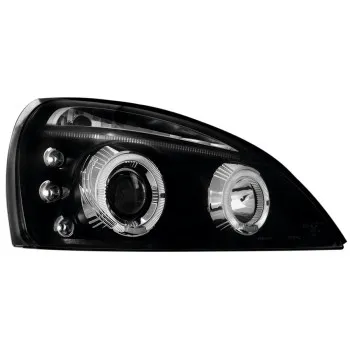 Φανάρια εμπρός Renault Clio MK3 (2001-2005) angel eyes - μαύρα , με λάμπες (Η1) - σετ 2τμχ.