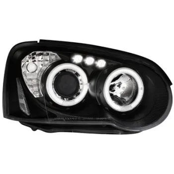 Φανάρια εμπρός Subaru Impreza (2002-2005) led angel eyes - μαύρα , με λάμπες (Η1) - σετ 2τμχ.