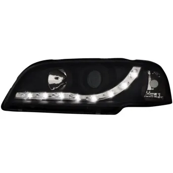 Φανάρια εμπρός Volvo S /V40 (1997-2000) led - μαύρα , με λάμπες (Η1) - σετ 2τμχ.