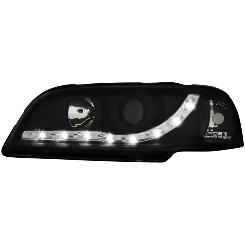 Φανάρια εμπρός Volvo S /V40 (1997-2000) led - μαύρα , με λάμπες (Η1) - σετ 2τμχ.