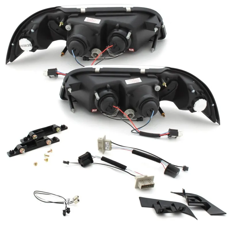 Φανάρια εμπρός Volvo S /V40 (1997-2000) led - μαύρα , με λάμπες (Η1) - σετ 2τμχ.
