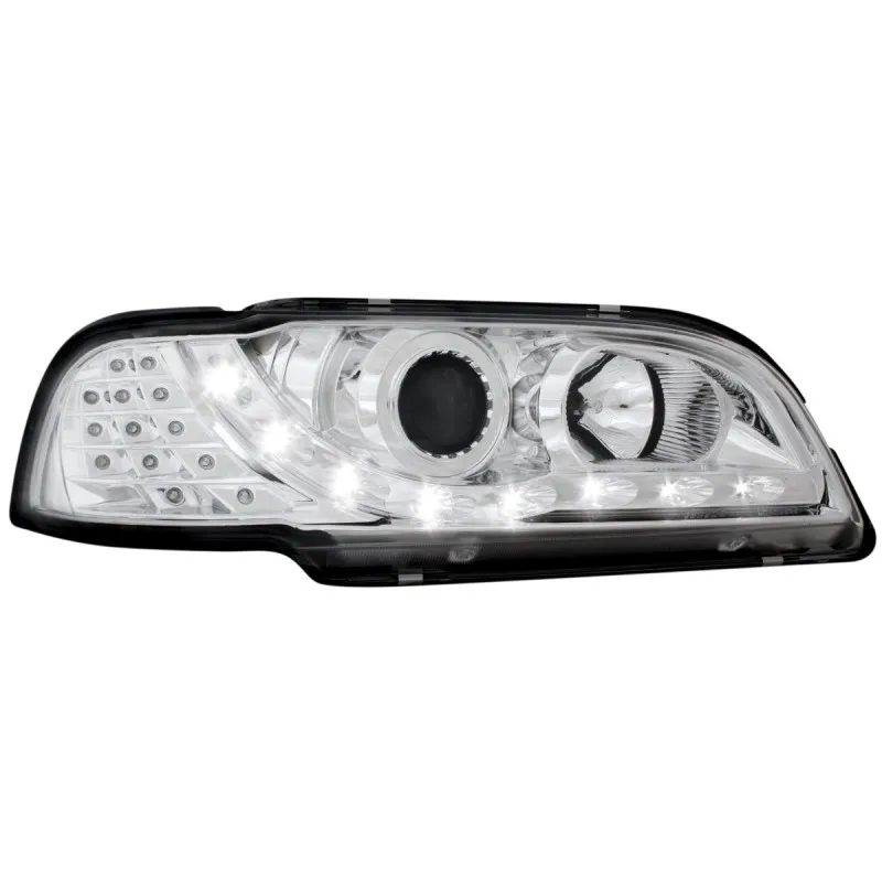 Φανάρια εμπρός Volvo S/V40 (1997-2000)  led - chrome , με λάμπες (Η1) - σετ 2τμχ.
