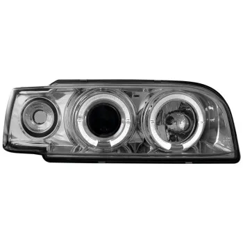 Φανάρια εμπρός Volvo 850 (1992-1997) angel eyes - chrome , με λάμπες (Η1) - σετ 2τμχ.