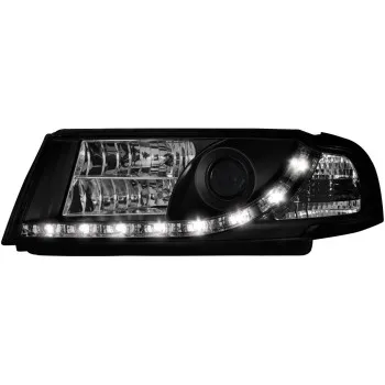 Φανάρια εμπρός Skoda Octavia (2000-2004) led , μαύρα , με λάμπες (Η1) - σετ 2τμχ.