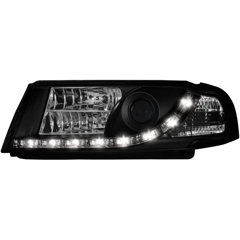 Φανάρια εμπρός Skoda Octavia (2000-2004) led , μαύρα , με λάμπες (Η1) - σετ 2τμχ.