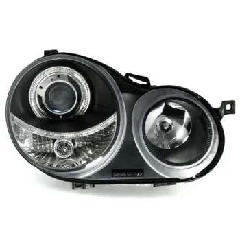 Φανάρια εμπρός Vw Polo 9N (2001-2005) angel eyes - μαύρα , χωρίς λάμπες (Η7) - σετ 2τμχ.