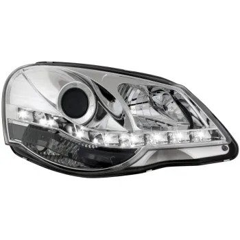 Φανάρια εμπρός Vw Polo 9N2 (2005-2009) led - chrome , με λάμπες (Η1) - σετ 2τμχ.