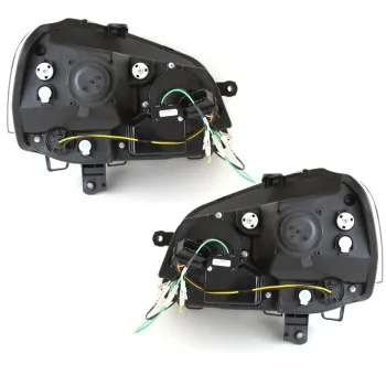 Φανάρια εμπρός Vw Polo 9N2 (2005-2009) led - chrome , με λάμπες (Η1) - σετ 2τμχ.