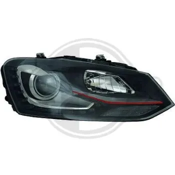 Φανάρια εμπρός Vw Polo 6R (2009-2017) - GTI design μαύρα , με λάμπες (Η1) - σετ 2τμχ.