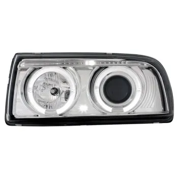 Φανάρια εμπρός Vw Vento (1991-1998) angel eyes - chrome , με λάμπες (Η1) - σετ 2τμχ.