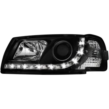 Φανάρια εμπρός Vw Transporter T4 (1997-2003) led , μαύρα , με λάμπες (Η1) - σετ 2τμχ.