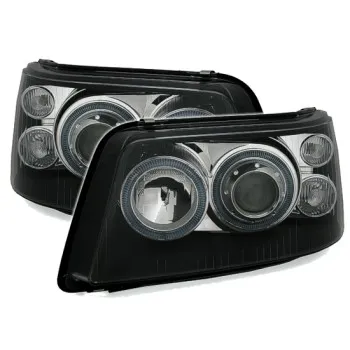 Φανάρια εμπρός Vw Transporter T5 (2003-2009) angel eyes - μαύρα , χωρίς λάμπες (Η7) - σετ 2τμχ.