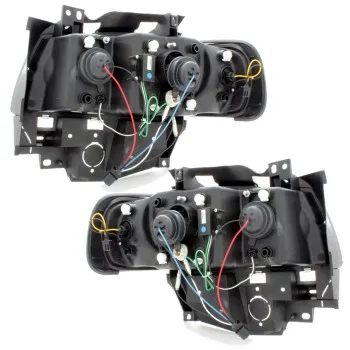 Φανάρια εμπρός Vw Transporter T5 (2003-2009) angel eyes - μαύρα , χωρίς λάμπες (Η7) - σετ 2τμχ.