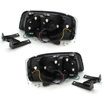 Φανάρια εμπρός Vw Transporter T5 (2003-2009) led , black , με λάμπες (Η1) - σετ 2τμχ.