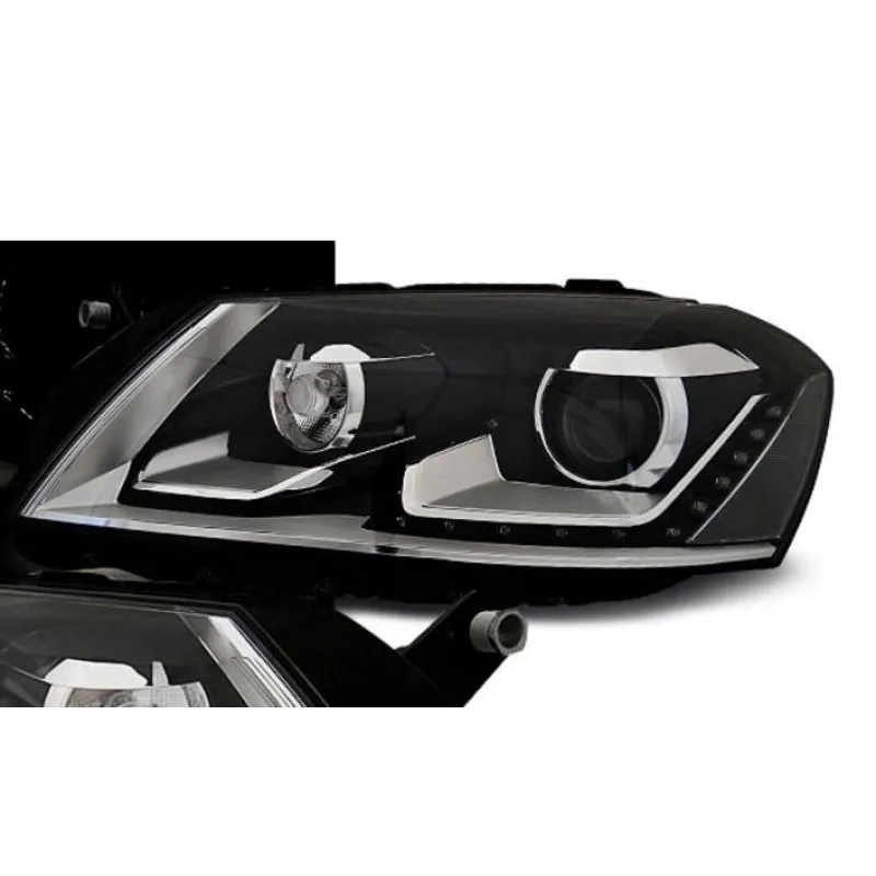 Φανάρια εμπρός Vw Passat B7 (2010-2014) led - μαύρα , χωρίς λάμπες (Η7) - σετ 2τμχ.