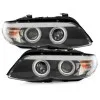 Φανάρια εμπρός BMW X5 (2003-2007) angel eyes - μαύρα , με λάμπες (Η1) - σετ 2τμχ.
