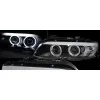 Φανάρια εμπρός BMW X5 (2003-2007) angel eyes - μαύρα , με λάμπες (Η1) - σετ 2τμχ.