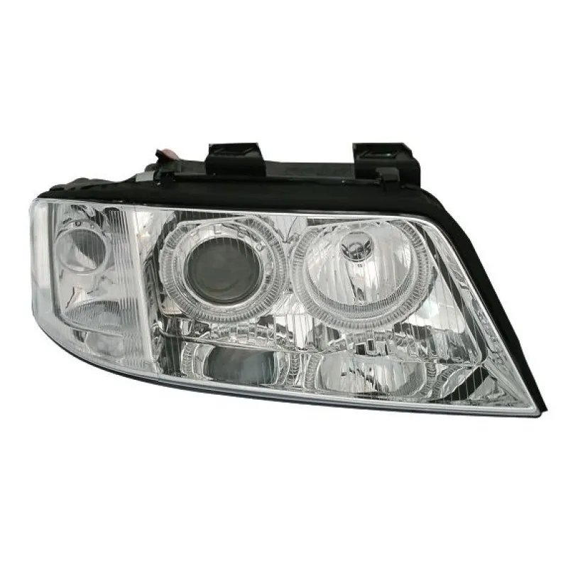 Φανάρια εμπρός Audi A6 (2001-2003) angel eyes - εργοστασιακά xenon - chrome , χωρίς λάμπες (D2S/Η7) - σετ 2τμχ.
