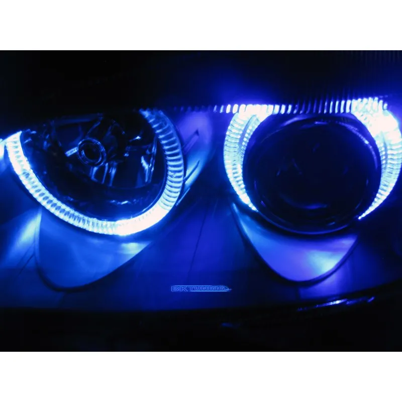 Φανάρια εμπρός Audi A6 (2001-2003) angel eyes - εργοστασιακά xenon - chrome , χωρίς λάμπες (D2S/Η7) - σετ 2τμχ.