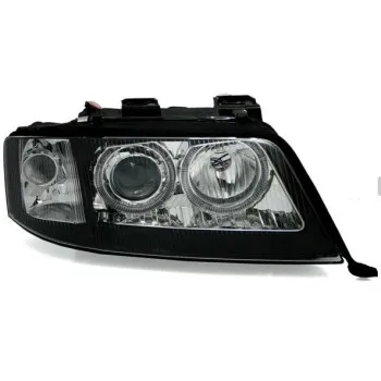 Φανάρια εμπρός Audi A6 (2001-2003) angel eyes - εργοστασιακά xenon -μαύρα , χωρίς λάμπες (Η7) - σετ 2τμχ.