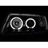 Φανάρια εμπρός Audi A3 (1996-2000) angel eyes - μαύρα , με λάμπες (Η1) - σετ 2τμχ.