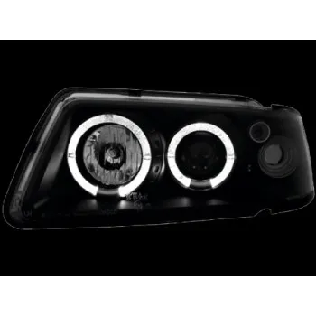 Φανάρια εμπρός Audi A3 (1996-2000) angel eyes - μαύρα , με λάμπες (Η1) - σετ 2τμχ.