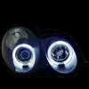 Φανάρια εμπρός Mercedes C-CLASS W203 sedan (2000-2004) - με angel eyes , μαύρα , με λάμπες (Η1) - σετ 2τμχ.