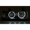 Φανάρια εμπρός Bmw E36 (1991-1999) 2d coupe angel eyes - black , με λάμπες (Η1) - σετ 2τμχ.