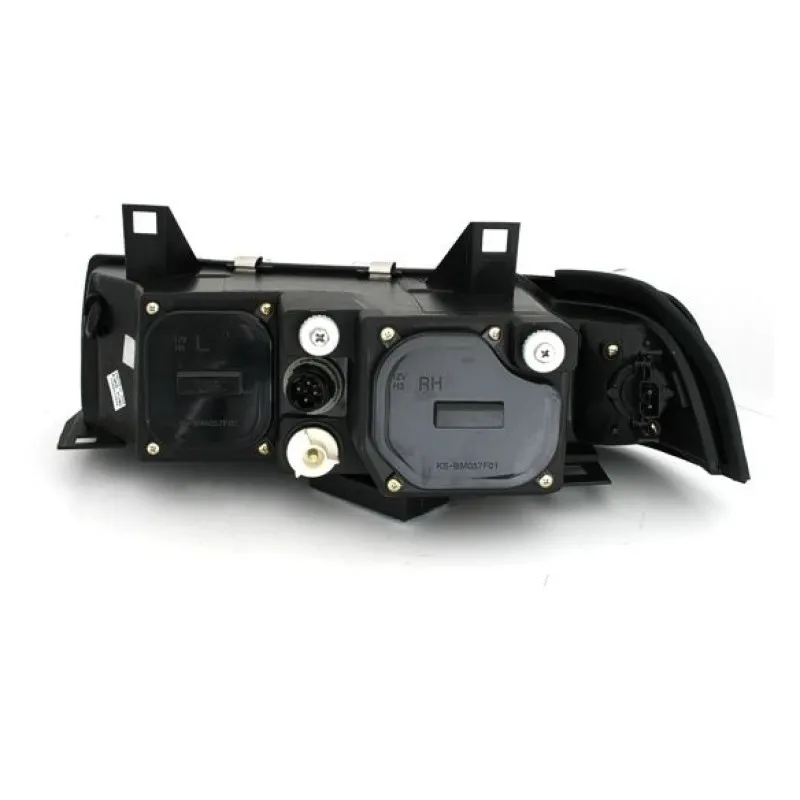 Φανάρια εμπρός Bmw E36 (1991-1999) 2d coupe angel eyes - black , με λάμπες (Η1) - σετ 2τμχ.