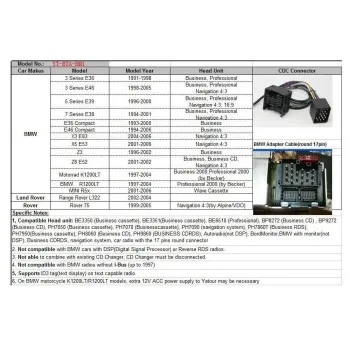 USB / MP3 Changer με Bluetooth*  για BMW E36 / E38 / E39 / E46 / X3 / X5 / Z3 / Z8 / MINI R5x - με 40άρα pin port