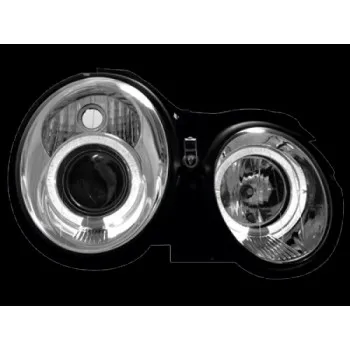 Φανάρια εμπρός Mercedes CLK W208 (1997-2002) angel eyes, με λάμπες (Η1) - σετ 2τμχ.