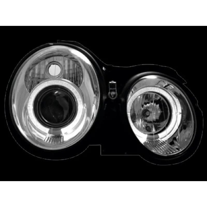 Φανάρια εμπρός Mercedes CLK W208 (1997-2002) angel eyes, με λάμπες (Η1) - σετ 2τμχ.