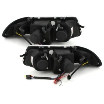 Φανάρια εμπρός Opel Astra F (1994-1999) angel eyes - μαύρα , με λάμπες (Η1) - σετ 2τμχ.