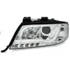 Φανάρια εμπρός Audi A6 C5 (1997-2001) / Allroad 1999-2005lightbar - χρωμίου , με λάμπες (Η1) - σετ 2τμχ.