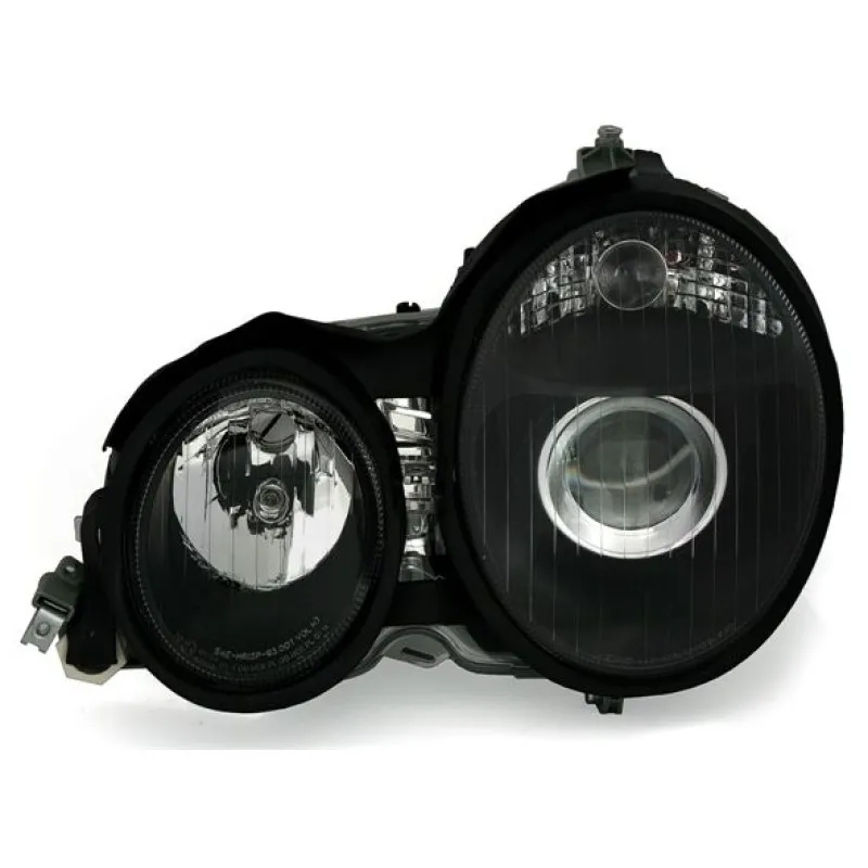 Φανάρια εμπρός Mercedes W210 E-Class (1999-2001) μαύρα , με λάμπες (Η1) - σετ 2τμχ.