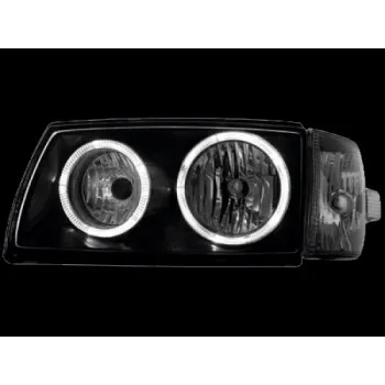 Φανάρια εμπρός Vw Transporter T4 (1997-2003) angel eyes, μαύρα , χωρίς λάμπες (Η7) - σετ 2τμχ.