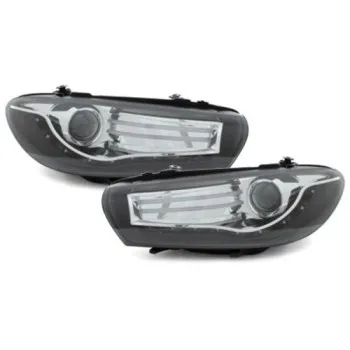 Φανάρια εμπρός Vw Scirocco (2008-2014) led - μαύρα , χωρίς λάμπες (Η7) - σετ 2τμχ.